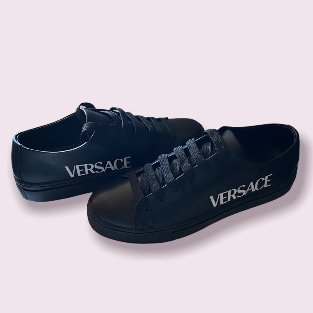 Versace Leather Logo Sneakers with Authentication Card